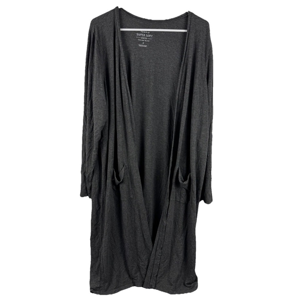 Torrid Cardigan Women 3 Grey Super Soft Knits Longline Open Front Duster Pockets